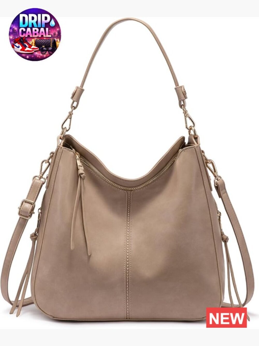 Faux Leather Hobo Crossbody Bag Large Shoulder Handbag Retro Bucket Purse